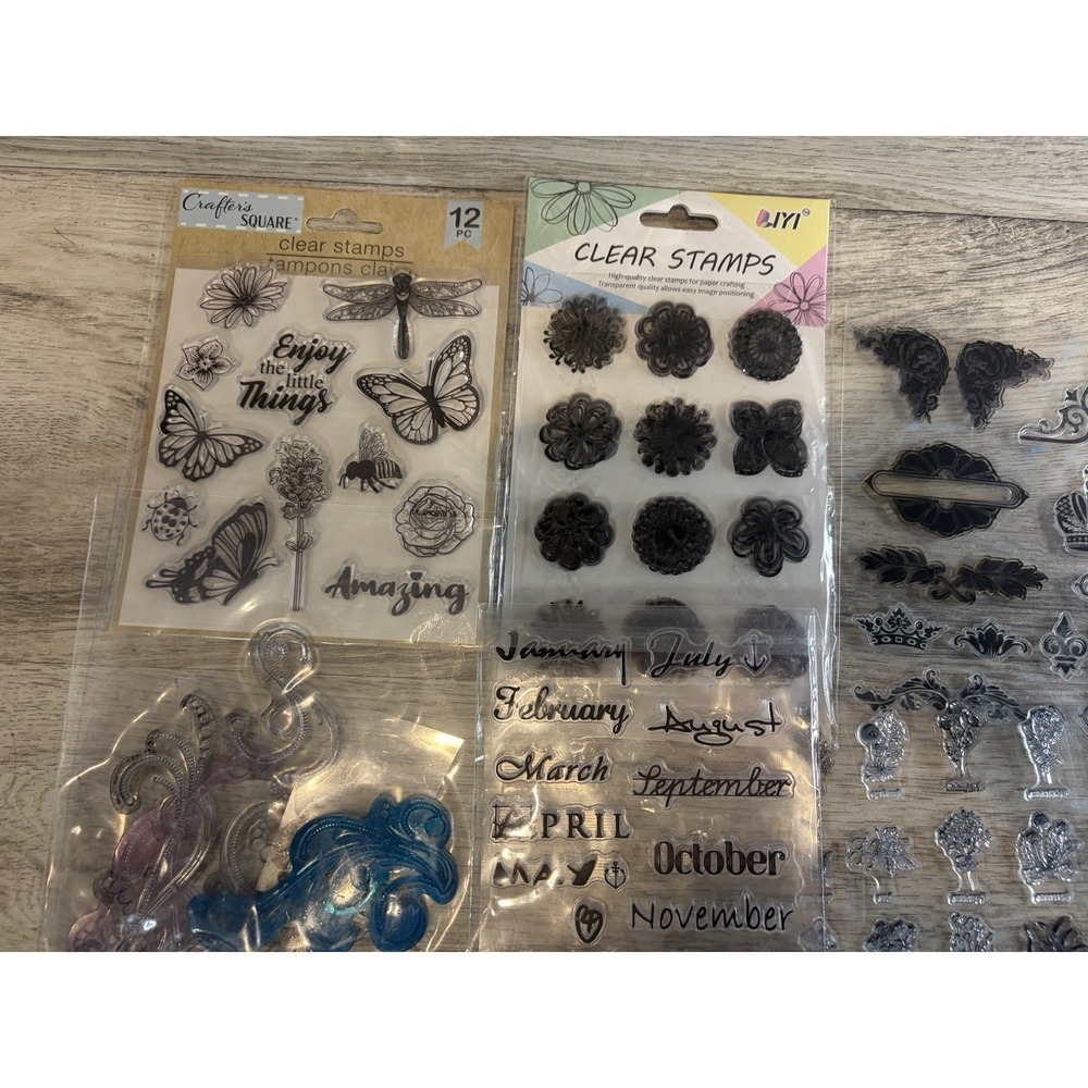 Lot of Scrapbooking Clear Stamps For Crafters Floral Months Retro Vintage - Picture 7 of 8